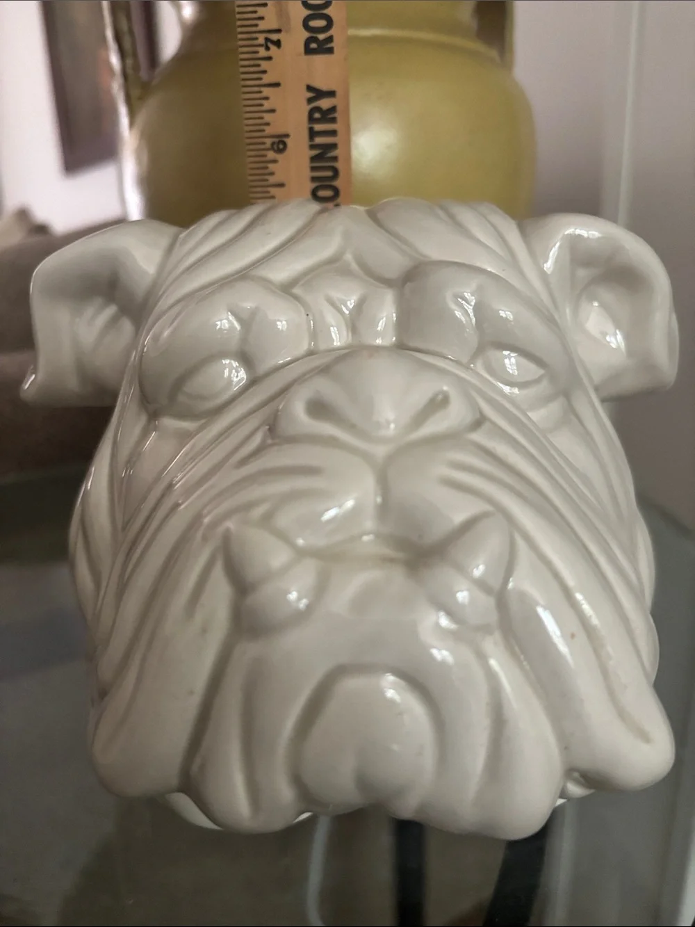 Pair of 1976 Fitz and Floyd White Ceramic Bulldog Head Bookends